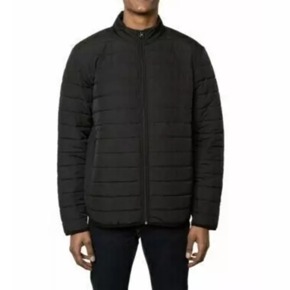 Voyager Mens polar fleece lined Puffer jacket black Medium zip up - Picture 1 of 4